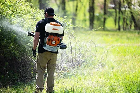 D-Bug Pest technician spraying for mosquitoes