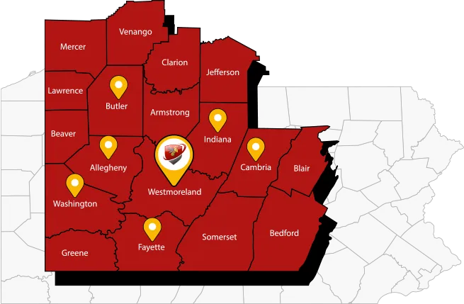 D Bug Pest Service Area Map Western Pennsylvania